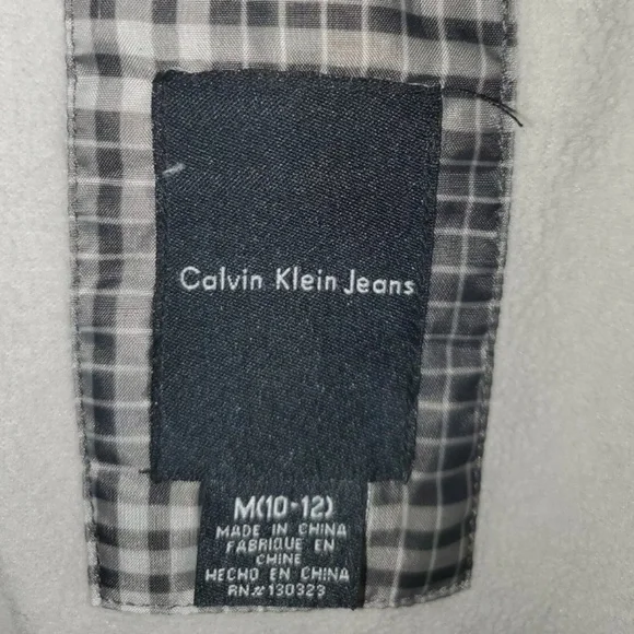 Calvin Klein Boys Fleece Lined Puffer Coat Winter Coat Gray & Black Plaid Medium - Picture 7 of 8